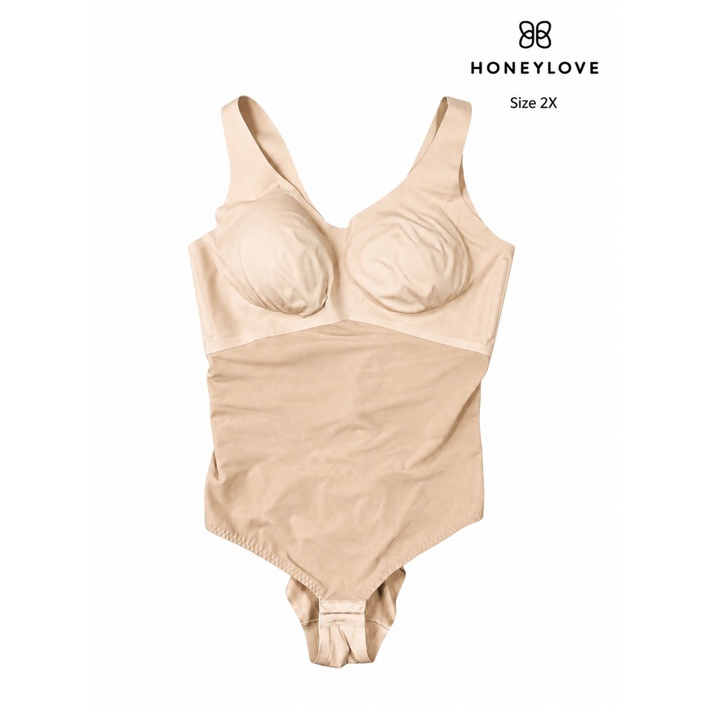 Honeylove LiftWear Tank Bodysuit in nude beige, women's size 2X